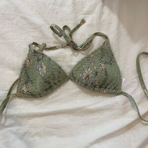 Xhilaration Olive Floral Bikini Top